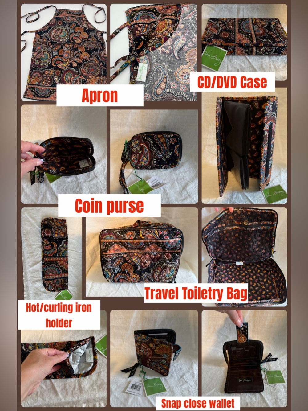 Vera Bradley RETIRED Kensington Design Set w/ BONUS Luggage Tag included